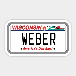 Wisconsin Weber grill vanity license plate Sticker